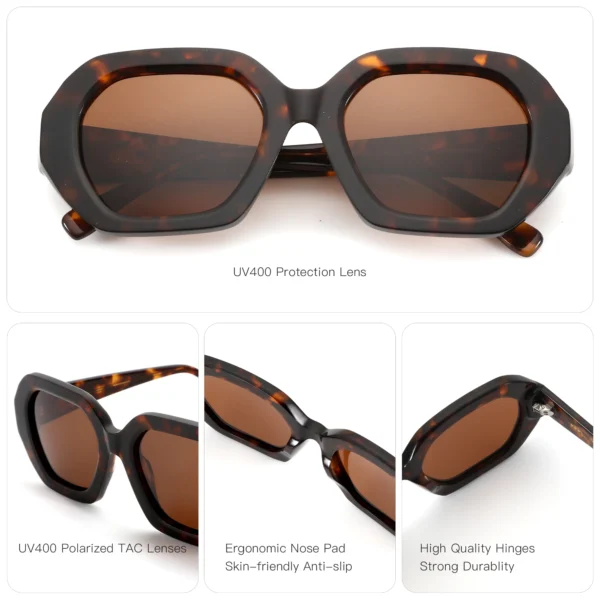 ZENOTTIC Damen-Sonnenbrille, Schmetterlings-Acetat, polarisiert, dicker Rahmen, UV400-Schutz, modische Sonnenbrille für Damen, Geschenk 3