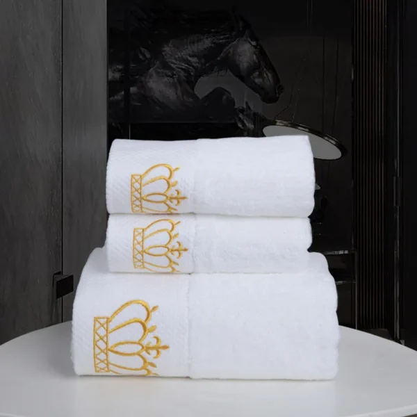 Super saugfähiges Baumwoll tuch für Erwachsene bestickte Krone weiß Hotel Badet uch Strand tuch Bad zubehör Gesichts tuch 3