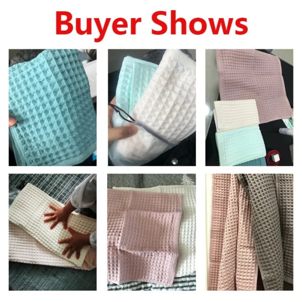 2/4 Stück Badetuch-Set aus 100 % Baumwolle für Erwachsene und Kinder, super saugfähig, weiches Badezimmer-Waffeltuch, einfarbig, für die Küche, saubere Handtücher 5