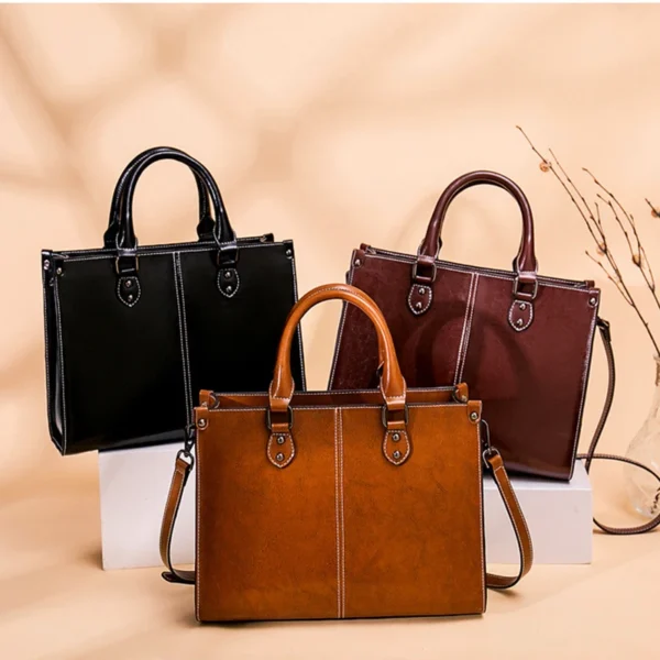 Frauen Handtasche Kreuz körper Schulter Tasche Aus Echtem Leder Einkaufen Mode Büro Weibliche Echtes Rindsleder Messenger Top Griff Taschen 3