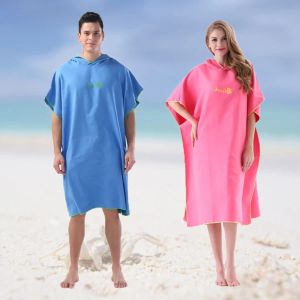 Surf-Poncho, Wickeltuch mit Kapuze, Mikrofaser-Stranddecke, Badetuch, Schwimmtuch, Neoprenanzug, Strandponcho für Erwachsene