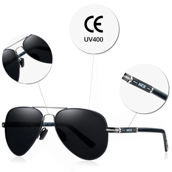 Barcur polarisierte herren sonnenbrille pilot sonnenbrille für männer zubehör fahren angeln, wandern brillen oculos gafas de sol 6