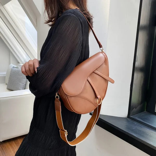 Frauen Kleine Handtasche Sattel Schulter Tasche Damen Top Griff Tasche PU Leder Kleine Umhängetasche Zwei Riemen Einfarbig Schulter Tasche 4