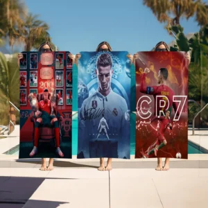 C-Cristiano R-Ronaldo CR7 Badetuch, Mikrofaser, weich, wasserabsorbierend, atmungsaktiv, für Mädchen und Kinder, dekoratives Cartoon-Strandtuch