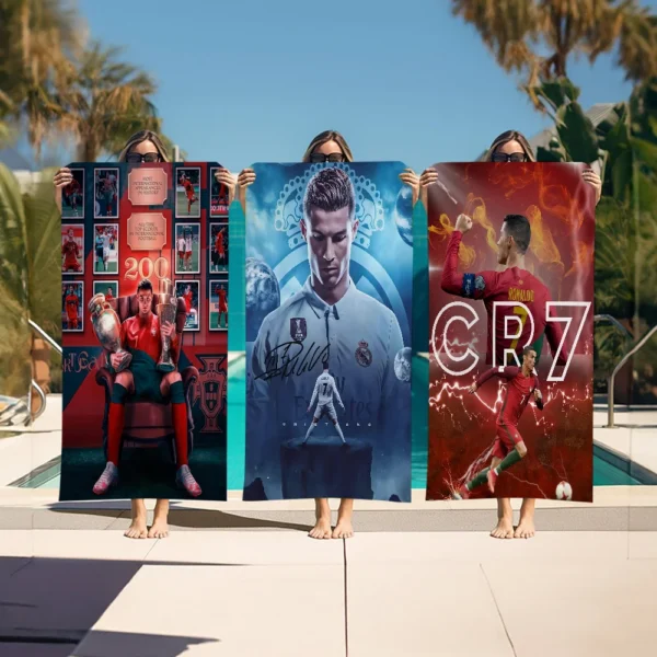 C-Cristiano R-Ronaldo CR7 Badetuch, Mikrofaser, weich, wasserabsorbierend, atmungsaktiv, für Mädchen und Kinder, dekoratives Cartoon-Strandtuch