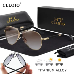 CLLOIO Neue Titan Legierung Sonnenbrille Polarisierte männer Sonnenbrille Frauen Mode Pilot Gradienten Brillen Photochrome Oculos De Sol