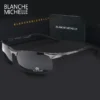 Hochwertige, ultraleichte Aluminium-Magnesium-Sport-Sonnenbrille, polarisiert, für Herren, UV400, rechteckig, goldfarben, für den Außenbereich 3