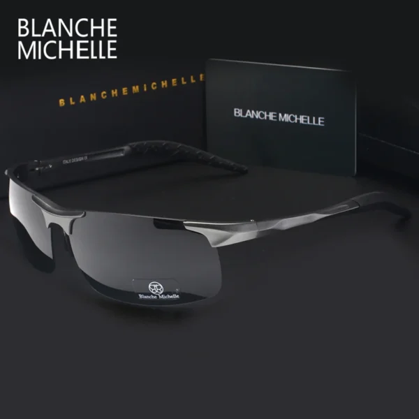 Hochwertige, ultraleichte Aluminium-Magnesium-Sport-Sonnenbrille, polarisiert, für Herren, UV400, rechteckig, goldfarben, für den Außenbereich 3