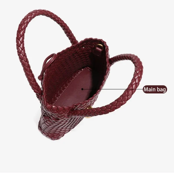 Gewebte Umhängetasche für Damen, Umhängetasche für Damen, kleine Handtasche, veganes Leder, Geldbörse, Tragetasche, Hobo-Tasche 5