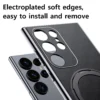 Langsidi Leder Magnet Metall Ring halter Fall für Samsung Galaxy S24 Ultra S23 S24 plus stoß festen schlanken Schutz 6