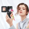 VIETAO Spiegel-Handyhülle für Samsung Galaxy Z Flip 6, Leder-Handyhülle mit Band für Samsung Z Flip 5, Z Flip 4 3 2