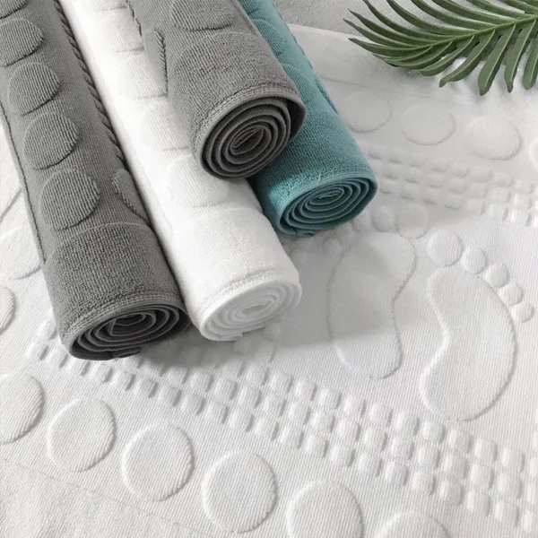 Hotel-Bodenhandtuch, weißer Fußteppich, SPA-Duschraummatten, 100 % Baumwolle, hohe Qualität, 50 x 80 cm, 32 S, rutschfeste blaue Badewannenhandtücher 4