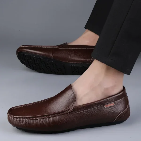 Echtes Leder Herren Freizeitschuhe Leichte Wanderschuhe Atmungsaktive Abendschuhe Slip on Herren Loafer Fahrschuhe Mokassins 4