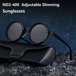 Neue ND2-400 9-stufige einstellbare Dimmung Polarisierte Sonnenbrille Männer Frauen Angeln Punk Runde Brille Fahren Brillen ND Filter