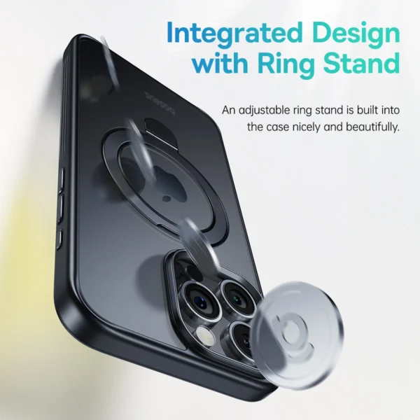 Baseus Hülle mit magnetischem Ständer für iPhone 16 15 14 13 Pro Max Plus Hülle 180 ° Verstellbare Kickstand-Ringabdeckung, magnetische Ladehülle 4