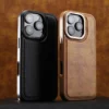 Für iPhone 16 15 14 13 12 Pro Max Plus Handyhülle Magnetisches kabelloses Laden Business Retro-Nähte Leder stoßfeste Abdeckung 2