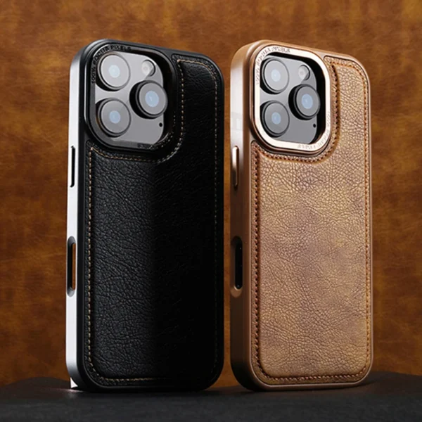 Für iPhone 16 15 14 13 12 Pro Max Plus Handyhülle Magnetisches kabelloses Laden Business Retro-Nähte Leder stoßfeste Abdeckung 2