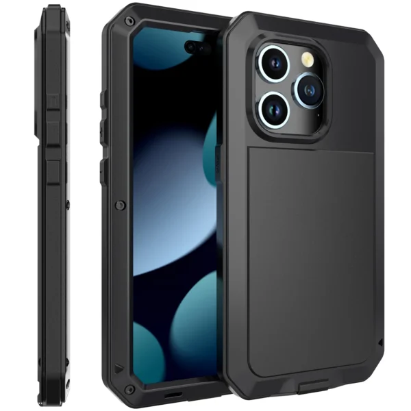 Neue, robuste, rutschfeste, abriebfeste, robuste, sturzsichere, 360-Grad-Vollschutzhülle aus Metall für iPhone 1615 x 11 12 13 14 4