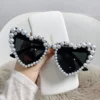 Neu in Luxus fein schimmernde Liebe Perle Sonnenbrille Damen Herz brille lässig Bling Sonnenbrille Lentes de Sol Mujer 2
