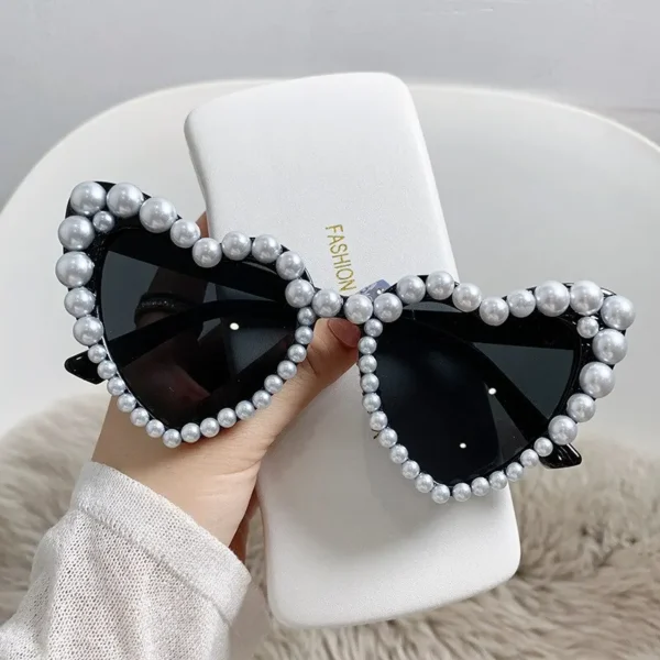 Neu in Luxus fein schimmernde Liebe Perle Sonnenbrille Damen Herz brille lässig Bling Sonnenbrille Lentes de Sol Mujer 2