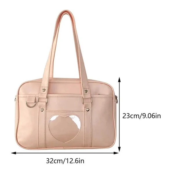 Frauen JK Schule Handtasche große Kapazität Pu Anime Umhängetasche transparente Liebe Herz Schulter Uniform Tasche zum Einkaufen Pendeln 6