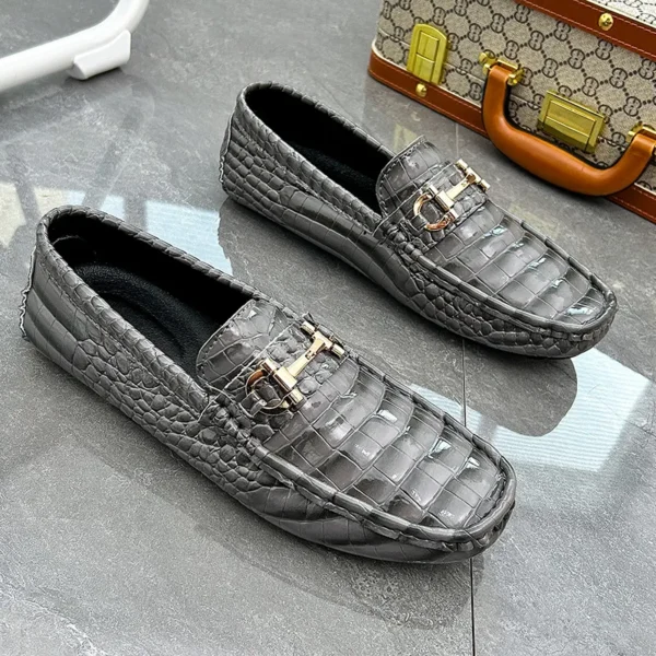 Hochwertige Schlangen leder Herren Slipper grün Luxus Herren Freizeit schuhe Komfort leichte Macasin Schuhe für Herren plus Größe 48 2