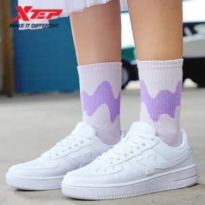 Xtep Damen-Skateboard-Schuhe, weiblich, Frühling, rutschfest, Damen-Wanderschuhe, weiß, schwarz, Haltbarkeit, gemütliche Turnschuhe 881218319851