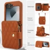 Umhängetasche mit Handschlaufe und Kartenhalter, Handyhülle für Samsung Galaxy Z Flip 6, 5, 4, 3, Flip6, Flip5, Flip4, Flip3, Lederhülle 4