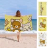 R-Rilakkuma Beach Towel Colorful Bath Towels for Girl Microfiber Quick Dry Custom Sand Free Beach Yoga Spa Gym Pool 3