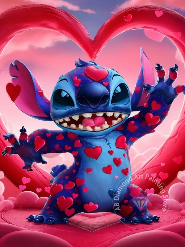 Stitch Lilo & Stitch 5D-Diamant-Malerei-Set zum Selbermachen, Diamant-Stickerei, Kreuzstich, handgefertigte Kunst, Geschenk, Basteln, Heimdekoration