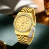 LIGE Luxus Gold Herrenuhr Mode Diamant Zifferblatt Business Wasserdicht Leuchtkalender Edelstahl Quarzuhren für Männer 2