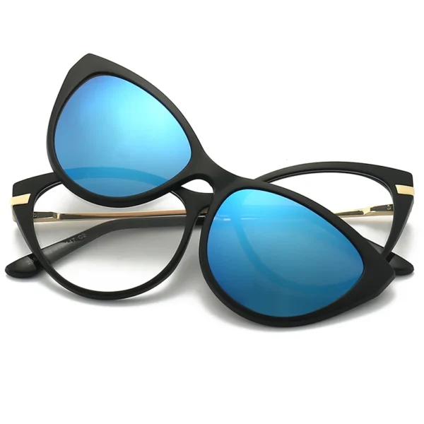 Hochwertige, blendfreie, polarisierte TR90-Sonnenbrille für Damen und Herren, 5-in-1-Sets, magnetischer Sonnenschutz, Clip-on-Sonnenbrille, Brillen, weiblich 3