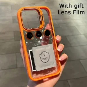 Objektiv-Metallring-Schutz mit Ständer für iPhone 16, 14, 11, 12, 13, 15 Pro Max Plus, Kamera-Glas-Linsenschutz, transparente Abdeckung