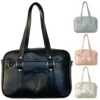 Frauen JK Schule Handtasche große Kapazität Pu Anime Umhängetasche transparente Liebe Herz Schulter Uniform Tasche zum Einkaufen Pendeln