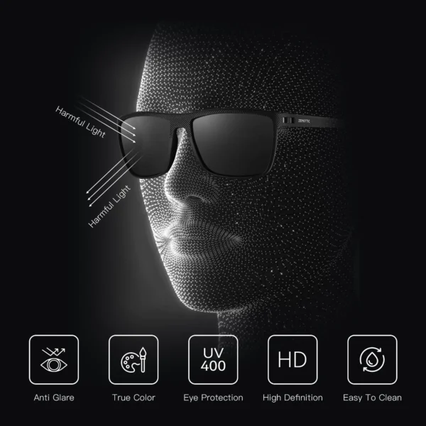 ZENOTTIC Retro Quadratische Polarisierte Sonnenbrille Fashion Shade Damen Herren Ultraleichter TR90-Rahmen UV400-Schutz Klassiker Sonnenbrille 3