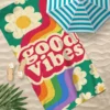 M-Mehrfarbiges Schriftdesign-Handtuch für den Strand, schnell trocknend, weiche Poolhandtücher, Geschenk für Reisen, Fitnessstudio, Dusche, Camping, Sport