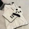 Niedliches Korallen-Fleece-Handtuch, Bad-Gesichtshandtuch-Set, Cartoon-Panda-Mädchen, Herz, trockenes Haar, Kappe, Bad, Rock, Wasseraufnahme, verdickt, 3er-Set 6