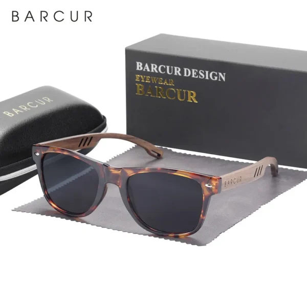 Barcur design holz sonnenbrille mann natur walnuss sonnenbrille frauen brillen polarisierende brille uv schutz brillen 5