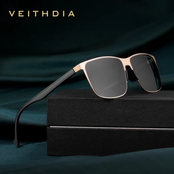 VEITHDIA Vintage Unisex Polarisierte Sonnenbrille Edelstahlrahmen Hochauflösende Nylonlinse UV400 Brillen für Männer/Frauen 8245