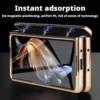 Für Samsung Z Fold 6 LANGSIDI Echtes Leder Magnetisches Scharnier Vollständiger Schutzhüllehalter Kickstand Fold6 Stoßfeste Abdeckung 3