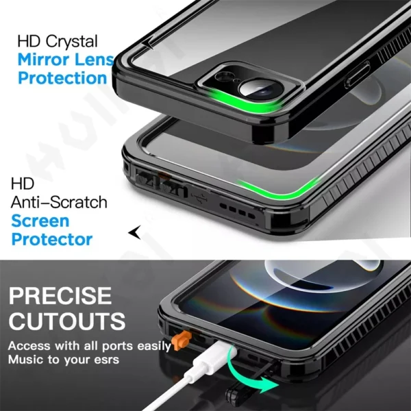 IP68 Wasserdichte Hülle für iPhone 16e 16 15 14 13 12 11 Pro Max XR XS Plus Metall Aluminium Schwimmen Telefon Luxus Unterwasser Abdeckung 6