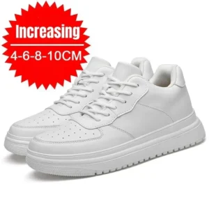 PDEP Neue Höhe Zunehmende Schuhe für Männer 10 cm Unsichtbare Aufzug Turnschuhe Weiß Leder Sport Zapatillas De Hombre Große Größe 46