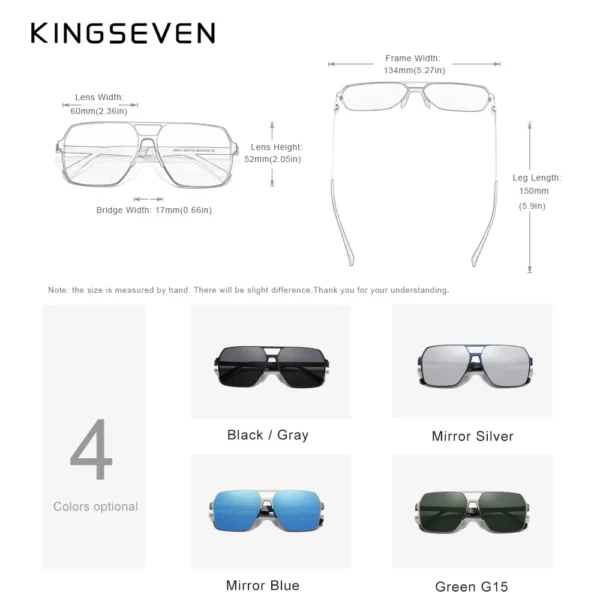 KINGSEVEN Klassische Herren-Sonnenbrille, polarisiert, UV400-Brille, quadratisch, Pilot, hochwertige Antireflexions-Fahr-Retro-Brille 4