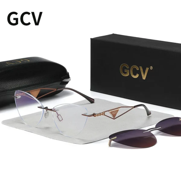 GCV Brandneue 2-in-1-polarisierte Sonnenbrille für Damen, Anti-Blaulicht-Brille, Schmetterlingsrahmen, multifunktional, medizinische Anwendbarkeit 2