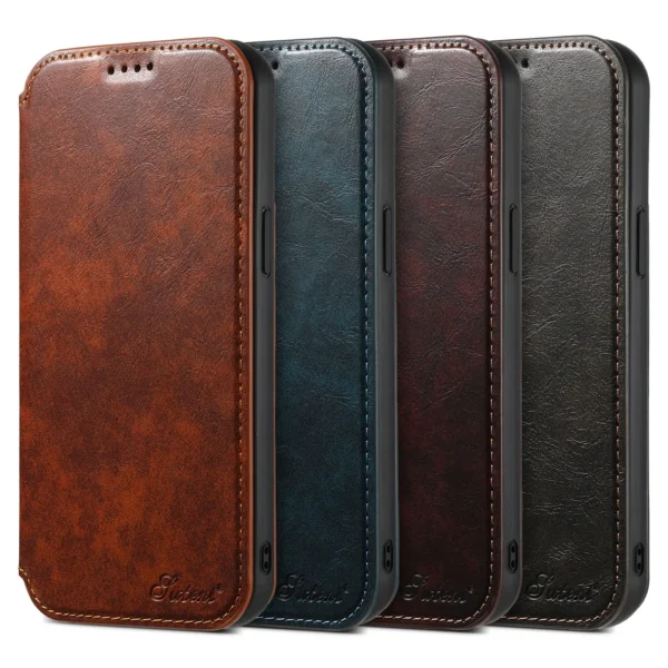 für iPhone 15 14 13 12 Pro Max Wallet Case [kompatibel mit Mag-Safe] Magnetisches Leder-Klapphülle mit Ständer und Kartenhalter 6