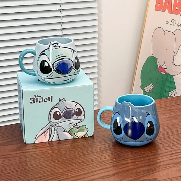 Disney Stich Neue Nette Mädchen Hohe Schönheit Mode Cartoon Kreative Muster Paar Milch Kaffee Keramik Becher Hause Schlafsaal Geschenk Tasse 5