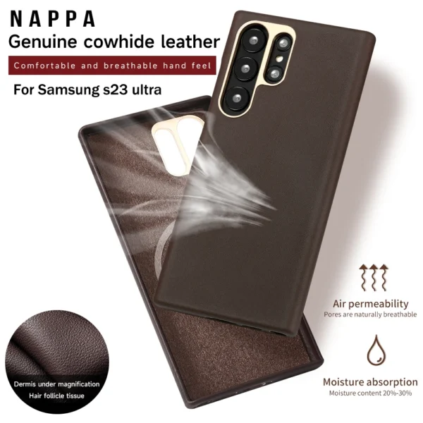Langsidi Luxus Nappa Leder magnetische Handy hülle für Samsung S24 Ultra Galaxy S23 Ultra S24 plus Echt leder Magsafe Fundas 5