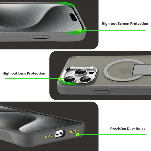 Luxus Für Magsafe Klapp Ständer Magnetische Telefon Fall Für iPhone 16 15 14 Plus 13 12 11 Pro max Matte Transluzente Zurück Abdeckung Kappen 4