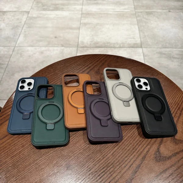 Magnetische Leder Halter Telefon Fall Für Iphone 13 14 15 16 Pro Max Plus Halter Luxus Stand Telefon Abdeckung Für IPHON 14 15 16 Promax 6
