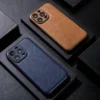 Für iPhone 16 15 14 13 13 12 11 Pro Max Plus Handyhülle Luxus Retro Nähte Leder All Inclusive Feine Loch Stoßfeste Abdeckung